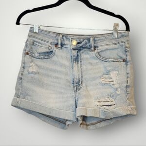 American Eagle Mom Short size 612oz. Distressed Light Blue Denim Shorts